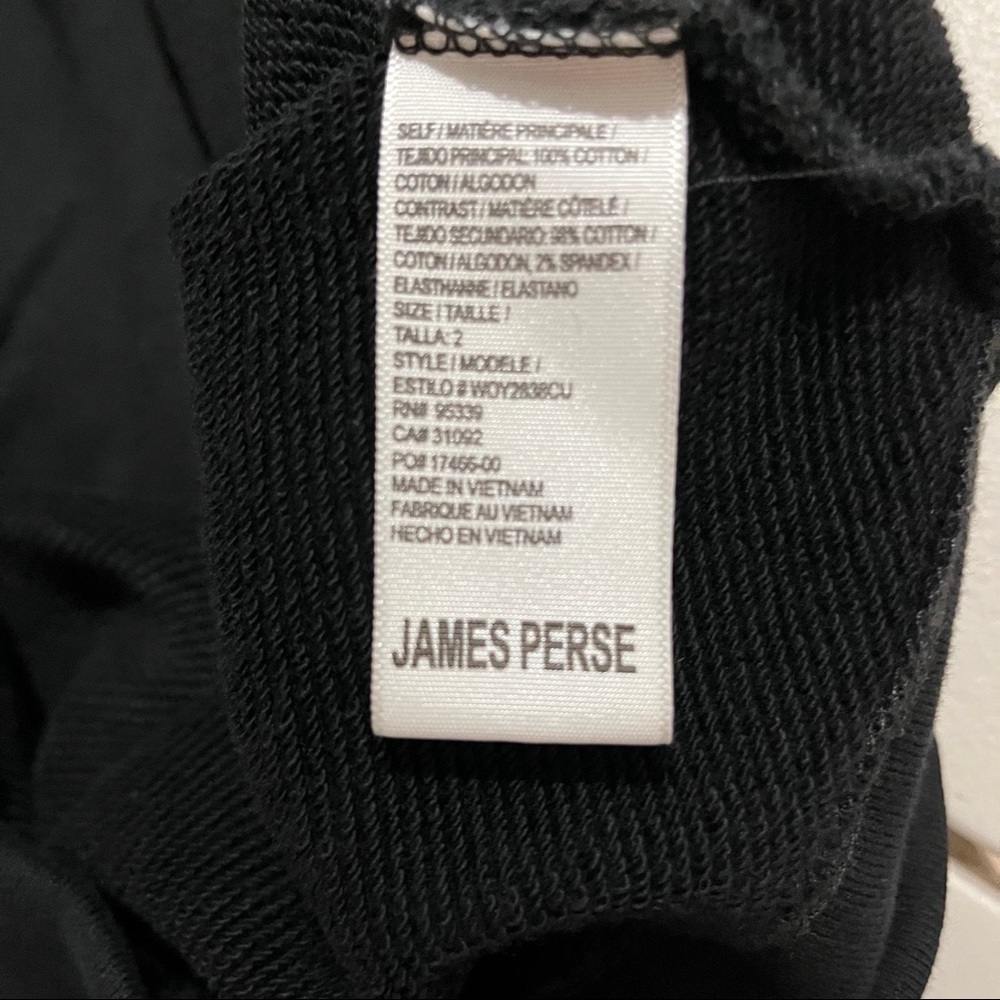 James Perse Hooded Fleece Zip Up Jacket Sweatshirt Black Size 2 Asymmetrical - Picture 6 of 7